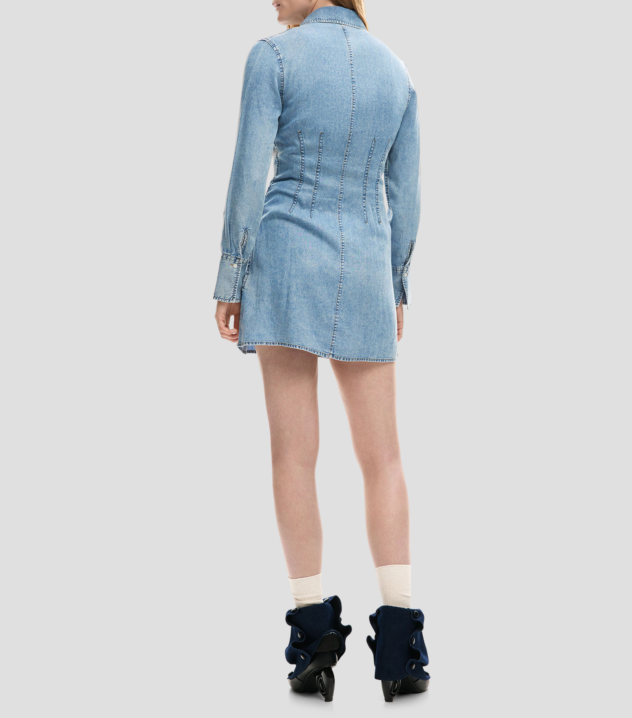 Vestido mini manga larga liso Lonan Mujer